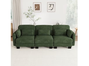 Canapé droit compressé fixe MODFU 3 places Tissu vert