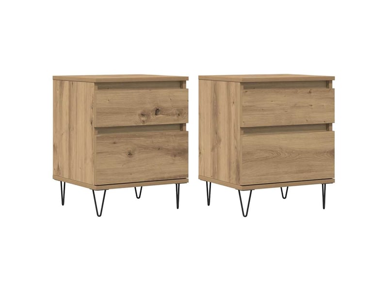 Lot de 2 tables de chevet - cabinet de chevet - table de nuit chêne artisanal 40x35x50 cm  - Conforama A