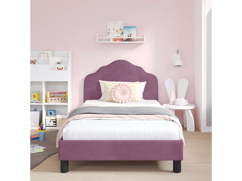 Cadre de lit pour enfants - lit jeune avec tête de lit pourpre 90 x 190 cm  - Conforama C