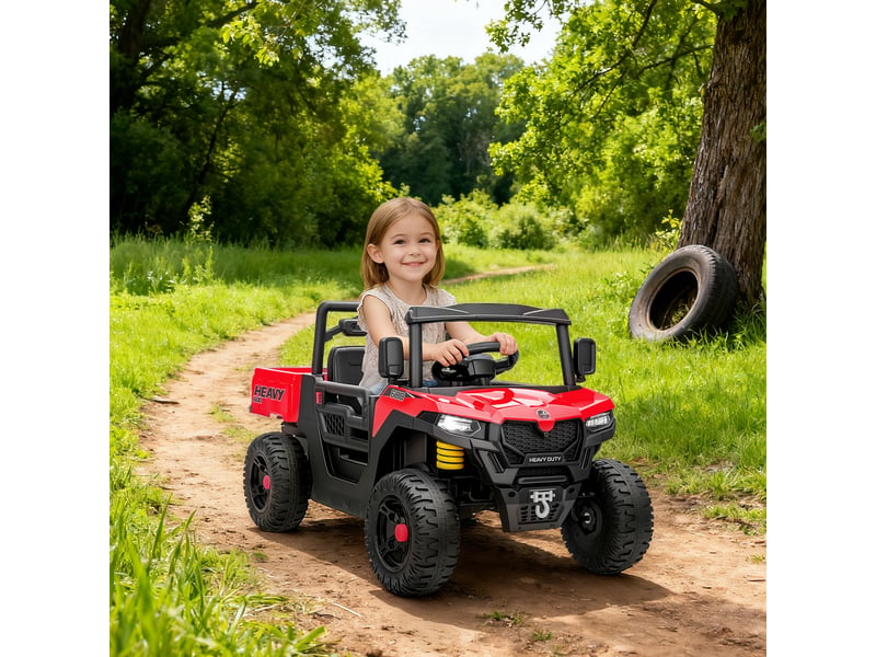  Voiture électrique 12 v pour enfants avec télécommande, suspension, coffre et musique, 3-8 ans, rouge  - Conforama D
