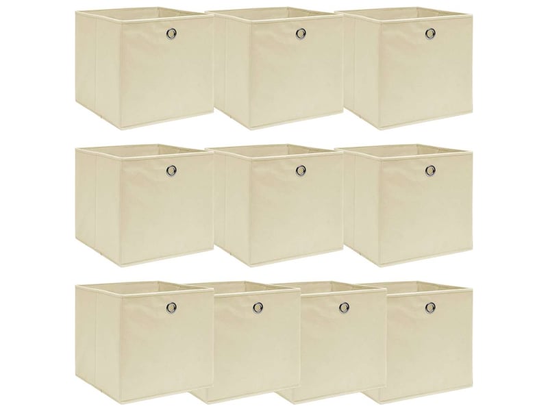  Boîtes de rangement 10 pcs crème 32x32x32 cm tissu  - Conforama B