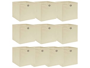 Boîtes de rangement 10 pcs crème 32x32x32 cm tissu