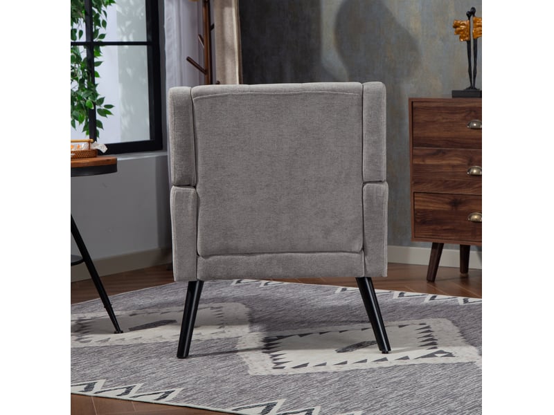  Fauteuil et canapé 2 places en tissu rembourré avec assise confortable et pieds en bois, gris clair  - Conforama D