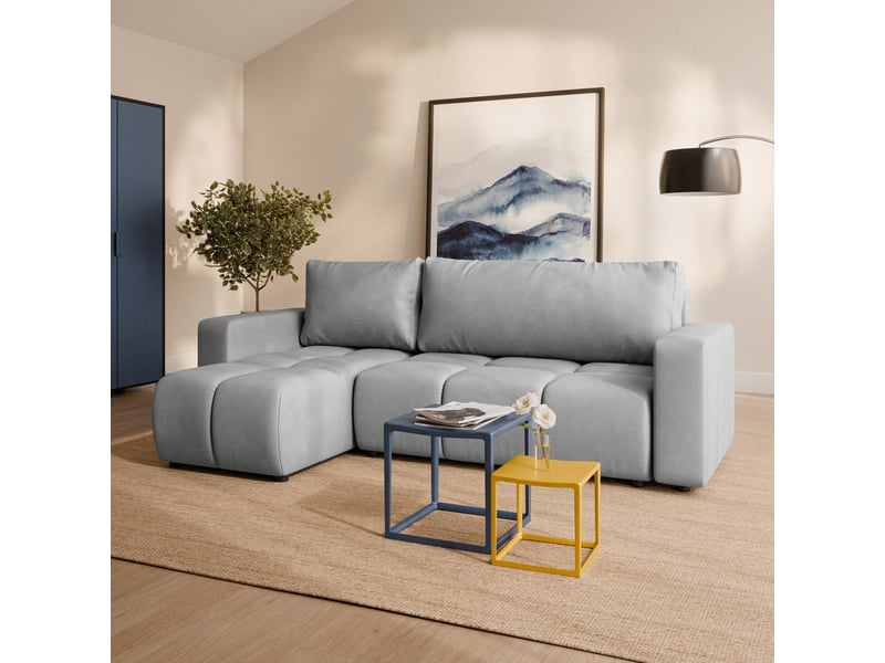  Canapé d'angle ramil, tissu peluche gris clair  - Conforama B