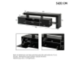 Meuble tv 192x37x53 cm noir, 3 placards, finition brillante, éclairage led, meuble bas pour tv jusqu’à 85 pouces, salon