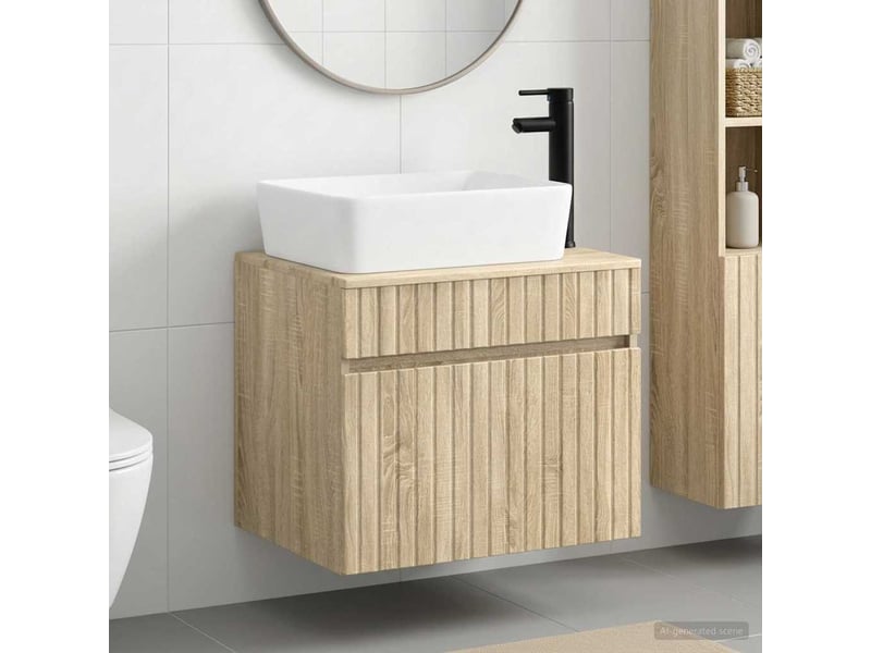 Ensemble de mobilier de salle de bain chêne sonoma cf64660 - Conforama B