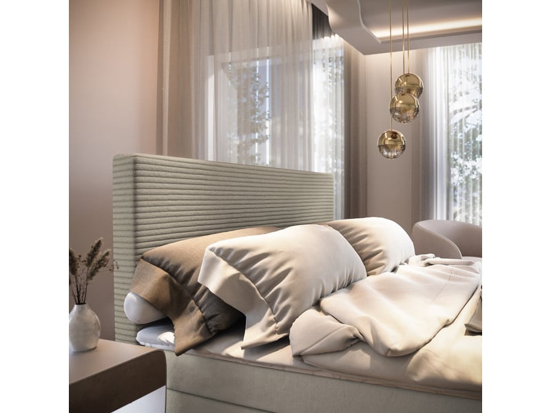 Boxspring giarro 200x200 cm, lit complet avec matelas, beige - Conforama D