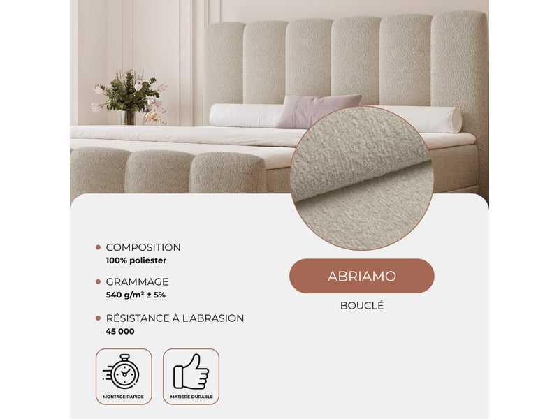 Lit adulte ferrero - 180x200 cm - avec matelas à ressorts - coffre de rangement à ouverture latérale - crème FERRERO - Conforama C