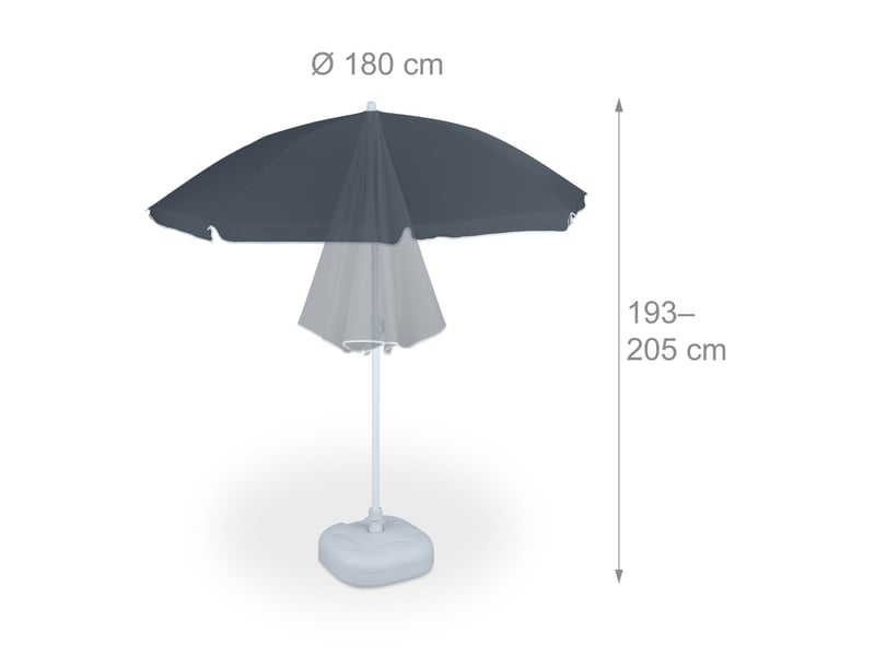  Parasol réglable en hauteur 180 cm design classique terrasse jardin 193 x 180 x 111 cm en polyester gris 13_0005265  - Conforama B