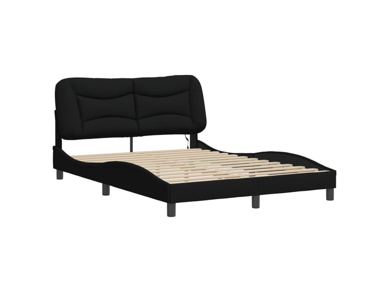  Lit double- lit adulte -  cadre de lit avec led sans matelas hvar noir 140x190 cm tissu  - Conforama B