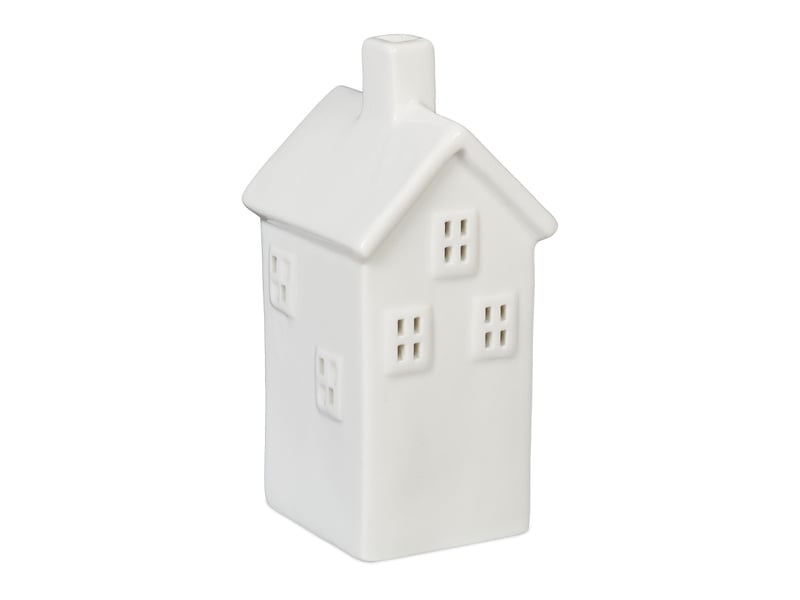  Photophore en forme de maison ambiance cosy déco intérieur 18 x 12 x 12 cm en porcelaine blanche 13_0015180  - Conforama A
