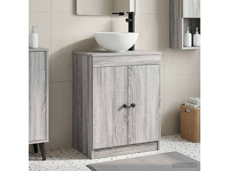 Meuble salle de bain avec évier, meuble de rangement sonoma gris 54x35x83 cm shl4192 - Conforama B