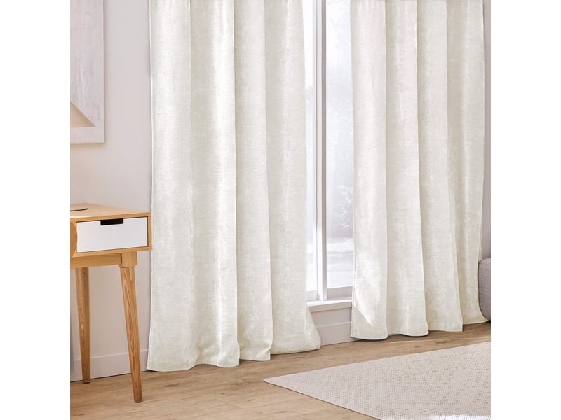  Rideau en velours jacquard isak 140x260cm naturel  - Conforama D