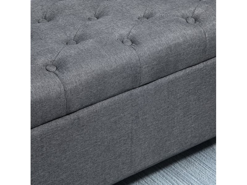  Banc de rangement 100 x 40 x 44 cm gris foncé en polyester, assise capitonnée avec coffre intérieur  - Conforama D