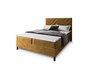 Lit avec rangement 140x200 cm <strong>MASSENO</strong> <strong></strong> coloris jaune