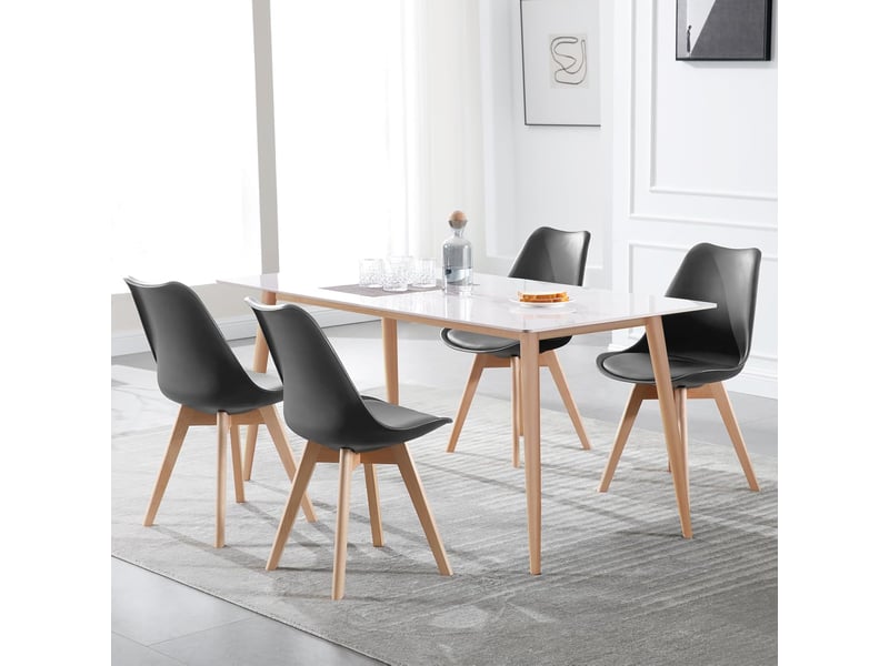  Lot de 6 chaises de salle à manger. Pied en bois. Assise en similicuir. Style nordique. Gris  - Conforama B