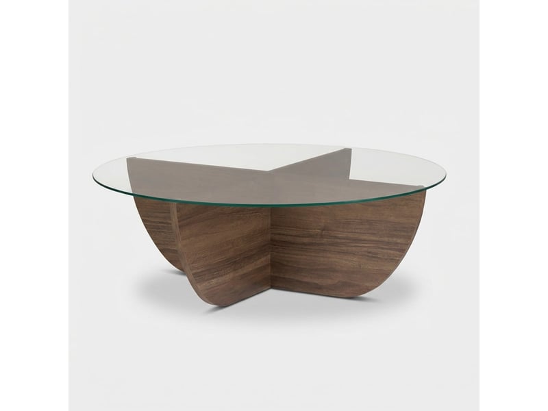 Table basse en verre trempé et bois design moderne liya - noyer  - Conforama A