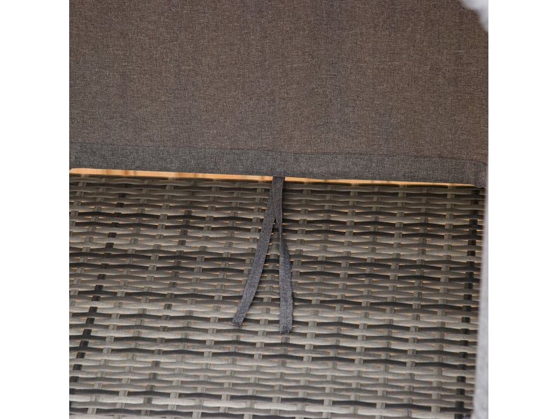  Bain de soleil ulevr en rotin pe gris 195 x 65 x 40 cm avec auvent ouvrant, dossier réglable 4 positions et coussins  - Conforama D