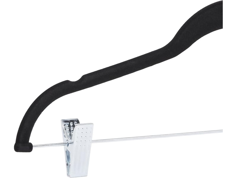  Cintres en velours avec pinces pour jupes lot de 10 noir  - Conforama E
