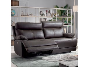 Canapé droit relax électrique <strong>ALTOBUY</strong> <strong>BALIOS</strong> 3 places Assise Cuir / Caisse PU marron