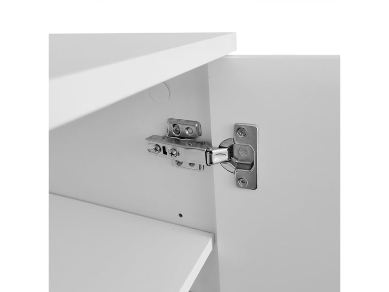  Meuble tv 175 x 38 x 56 cm blanc, étagères réglables, grand rangement, design moderne et élégant  - Conforama E