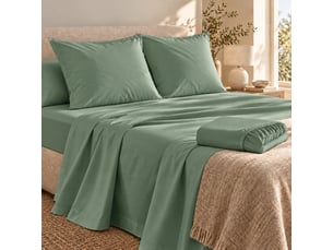 Ensemble literie 4 pièces drap plat 240 x 300 cm + drap housse 140x190 cm + 2 taies 63x63 cm percale 78 fils tilleul
