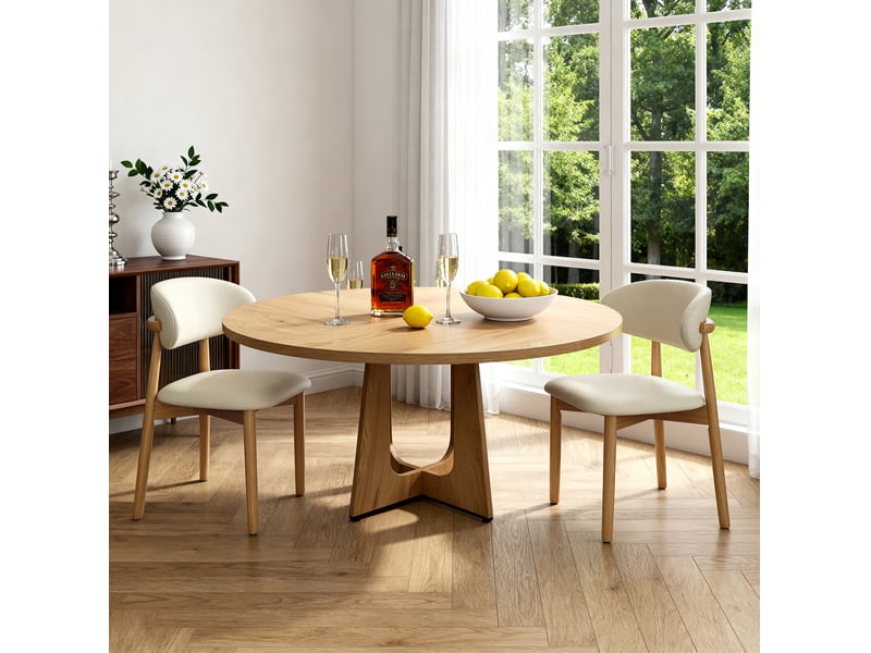  Lot de 2 chaises de salle à manger modernes en pu coloris chêne  - Conforama R