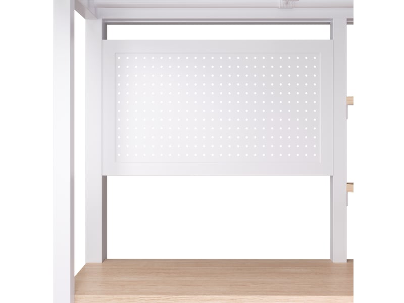  Lit mezzanine en métal et mdf, lit simple avec bureau, rangements, usb et led, 90x200 cm, sans matelas  - Conforama E