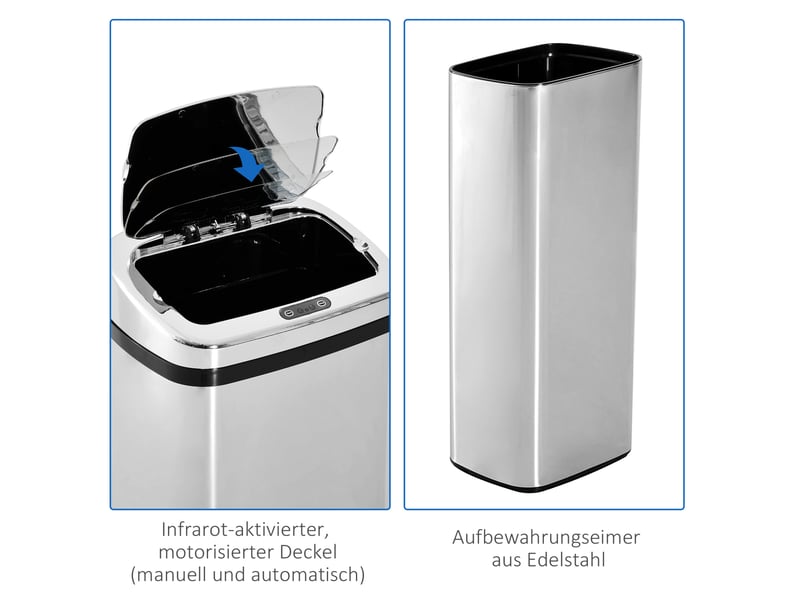  Poubelle automatique tcqpz 50 l avec capteur en acier inoxydable argenté 33 x 25 x 84 cm  - Conforama E