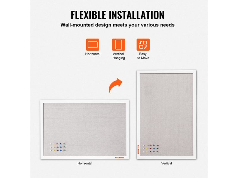  Vevor tableau liège blanc, surface lin 1200x900mm, cadre bois, mural.  - Conforama D