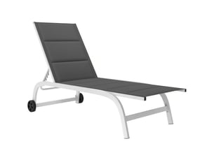 Transat de jardin à roulettes, en textline avec structure en aluminium, gris foncé et blanc