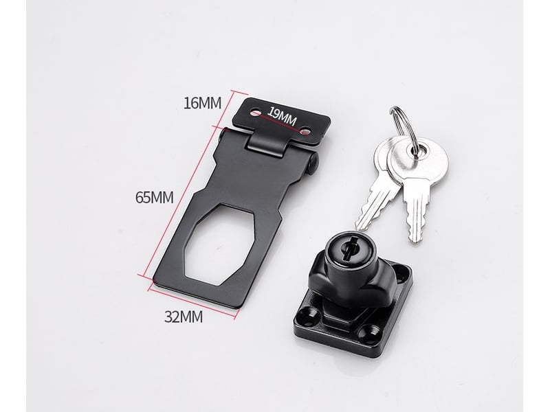  Loquet porte à clé à angle droit de 90 degrés avec bouton tournant pour placard noir 2.5 inch 2pcs  - Conforama C
