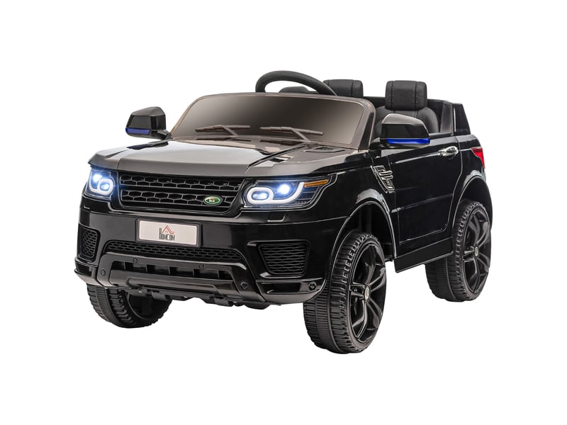  Voiture suv électrique pour enfants, jusqu'à 5 kmh, avec ceinture de sécurité, télécommande, phares, fonction musique, noire  - Conforama B