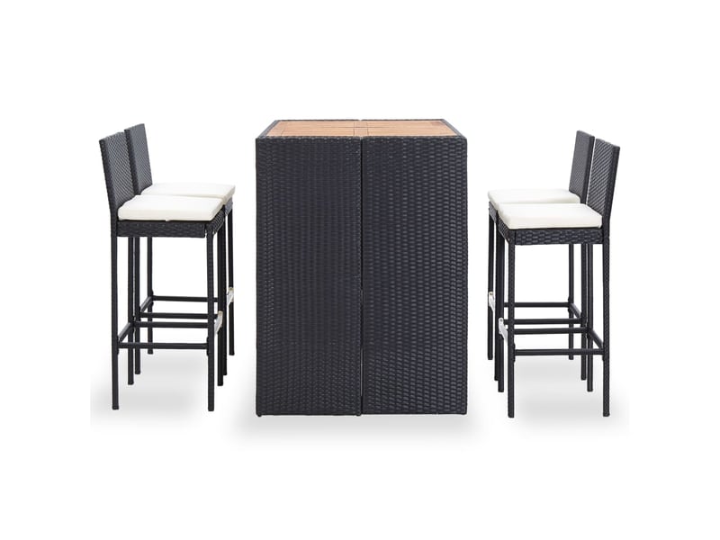  Ensemble de bar 5 pièces résine tressée et bois d'acacia noir 02_0013351  - Conforama B