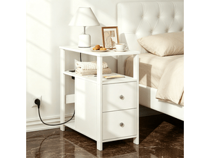 Table d'appoint, 60x60 cm, 1 pièce avec prises, panneau e1, blanc