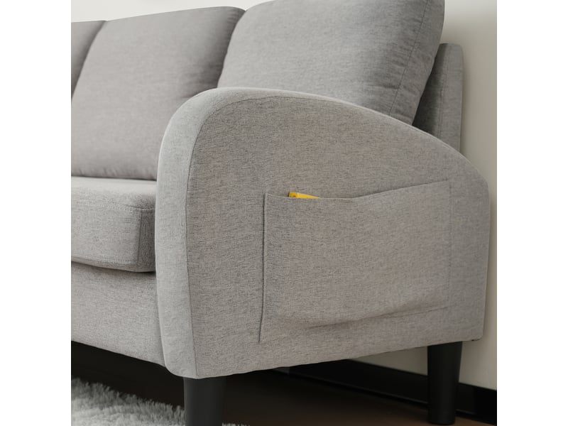 Canapé d'angle en l modulable, canapé 3 places avec méridienne réversible en tissu coton et lin, adapté aux petits espaces, 166x118x77 cm - Conforama R