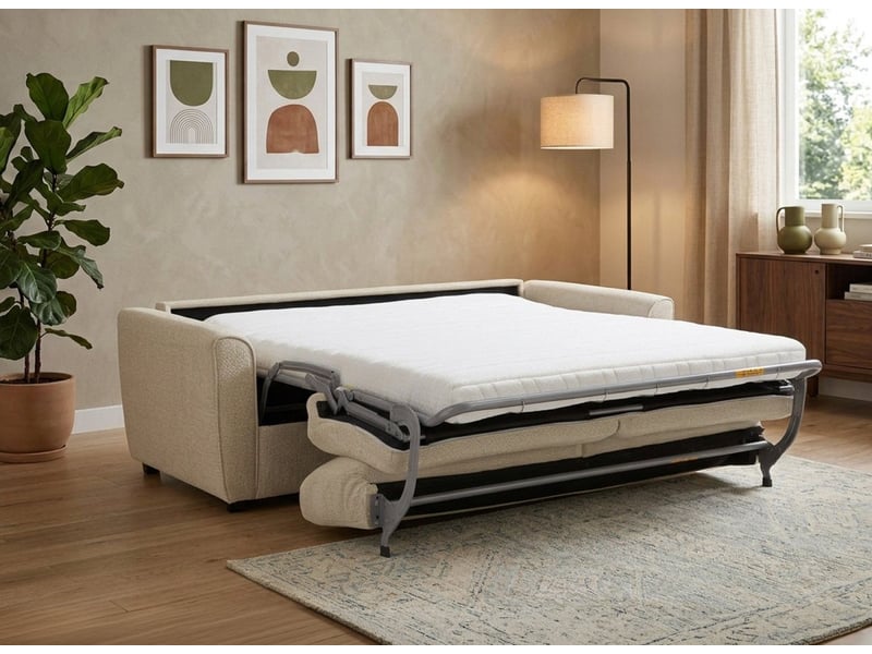  Canapé convertible express 3 places en velours texturé beige kaliana 5278R-3P-BEI - Conforama C