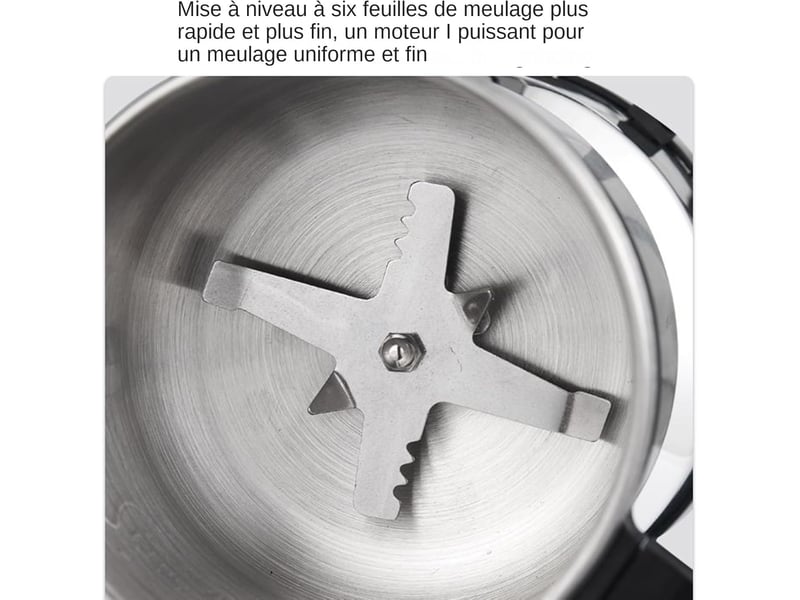  Moulin à café électrique professionnel en acier inoxydable broyage rapide moulin à épices à une touche 500ml avec couvercle broyeur à grain usage  - Conforama E