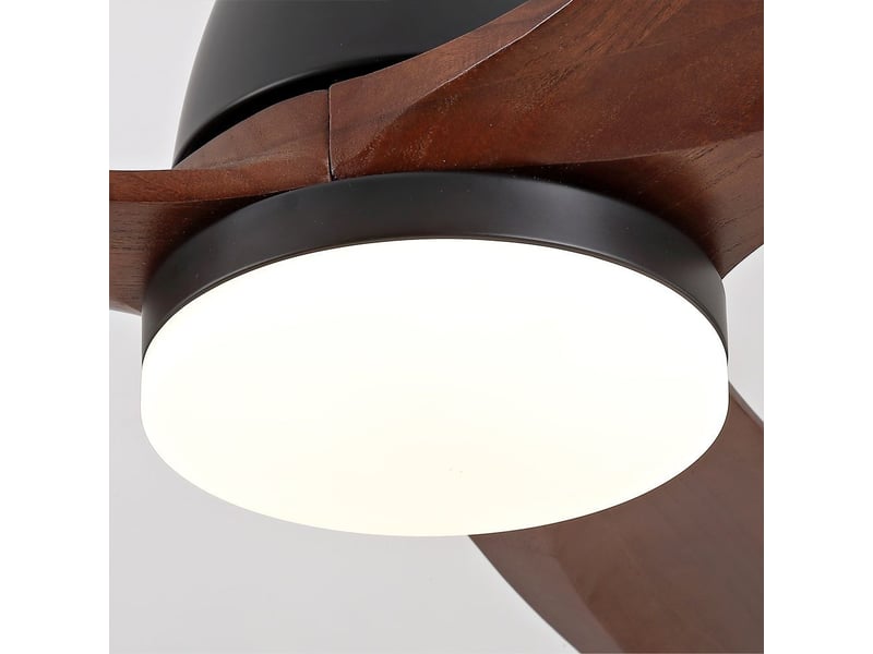  Ventilateur de plafond - avec éclairage led et moteur réversible - metal &amp; wood - noir - 183 x 183 x 45 cm - installation au plafond - salon et chambre EU72SHT-D1689BK-1LT - Conforama E