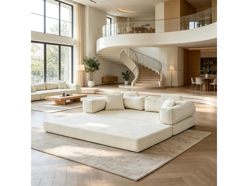  Canapé convertible - canapé multifonctionnel, canapé rembourré convertible en siège inclinable avec dossier, beige  - Conforama C