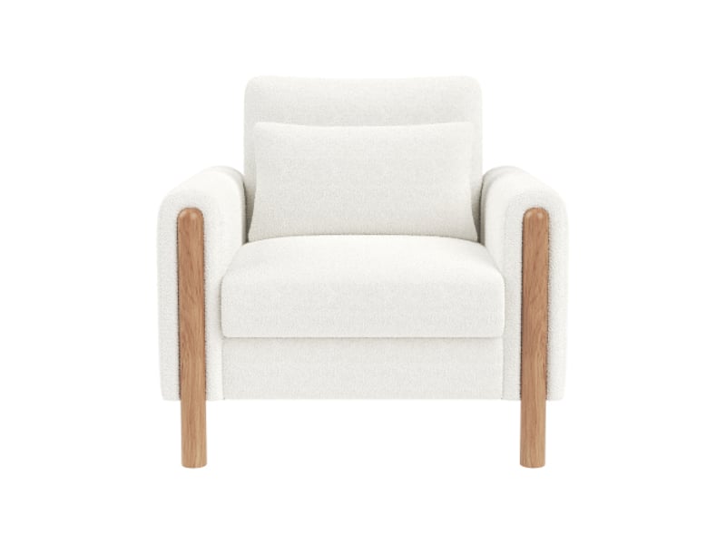  Fauteuil moderne blanc avec accoudoirs et coussin épais — siège rembourré et confortable pour salon, bureau, chambre  - Conforama A