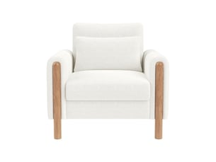 Fauteuil moderne blanc avec accoudoirs et coussin épais — siège rembourré et confortable pour salon, bureau, chambre