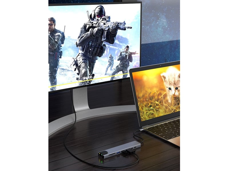  Station d'accueil 8 en 1 gigabit ethernet usb type-c pd100w  - Conforama C
