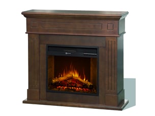 Cheminée électrique sur pied cambridge avec effet flamme 110 x 100 x 36 cm en bois de noyer