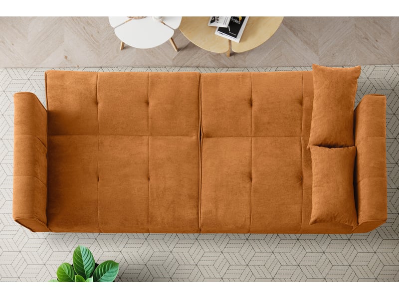 Canapé modulable tissu orange 175x71x71 cm - canapé lit pliable design moderne avec pieds métal pour salon et chambre - Conforama D