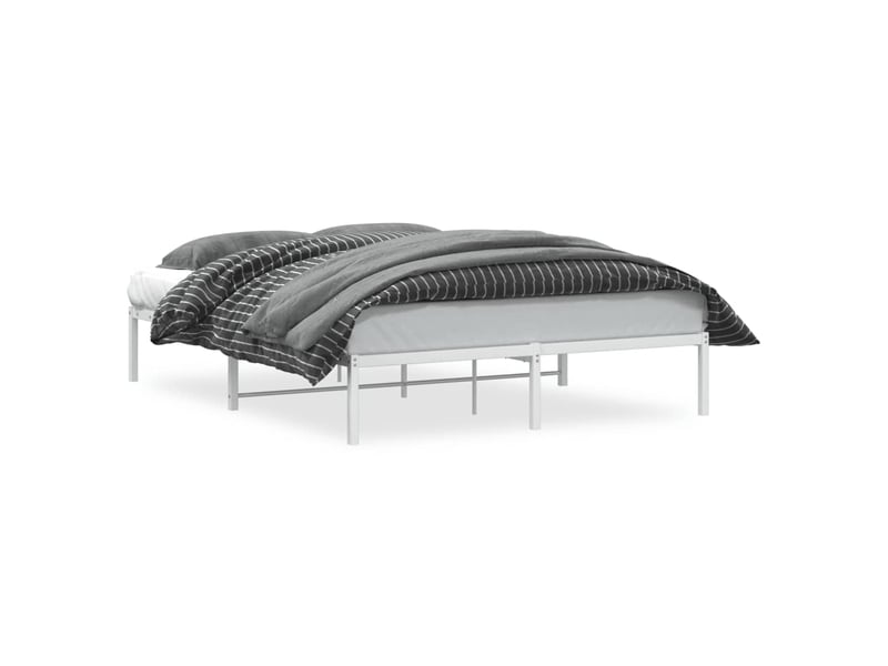  Lit double- lit adulte -  cadre de lit métal sans matelas blanc 150x200 cm  - Conforama A
