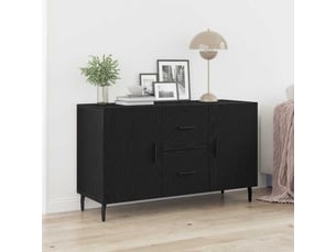 Buffet - bahut - meuble de rangement chêne noir 100 x 36 x 60 cm bois d'ingénierie