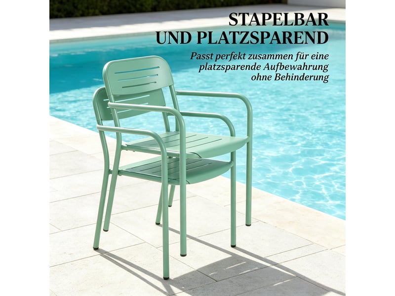 Lot de 2 chaises de jardin empilables en métal vert T5828P544359 - Conforama E