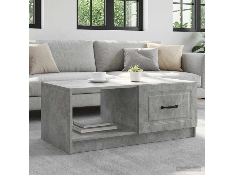  Table basse - table de salon - table à thé gris béton 90 x 50 x 37 cm bois d'ingénierie  - Conforama B