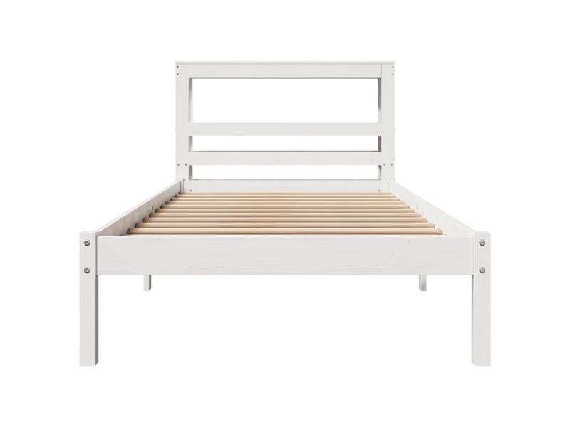  Lit simple- lit adulte -  cadre de lit sans matelas blanc 90x200 cm bois de pin massif  - Conforama C